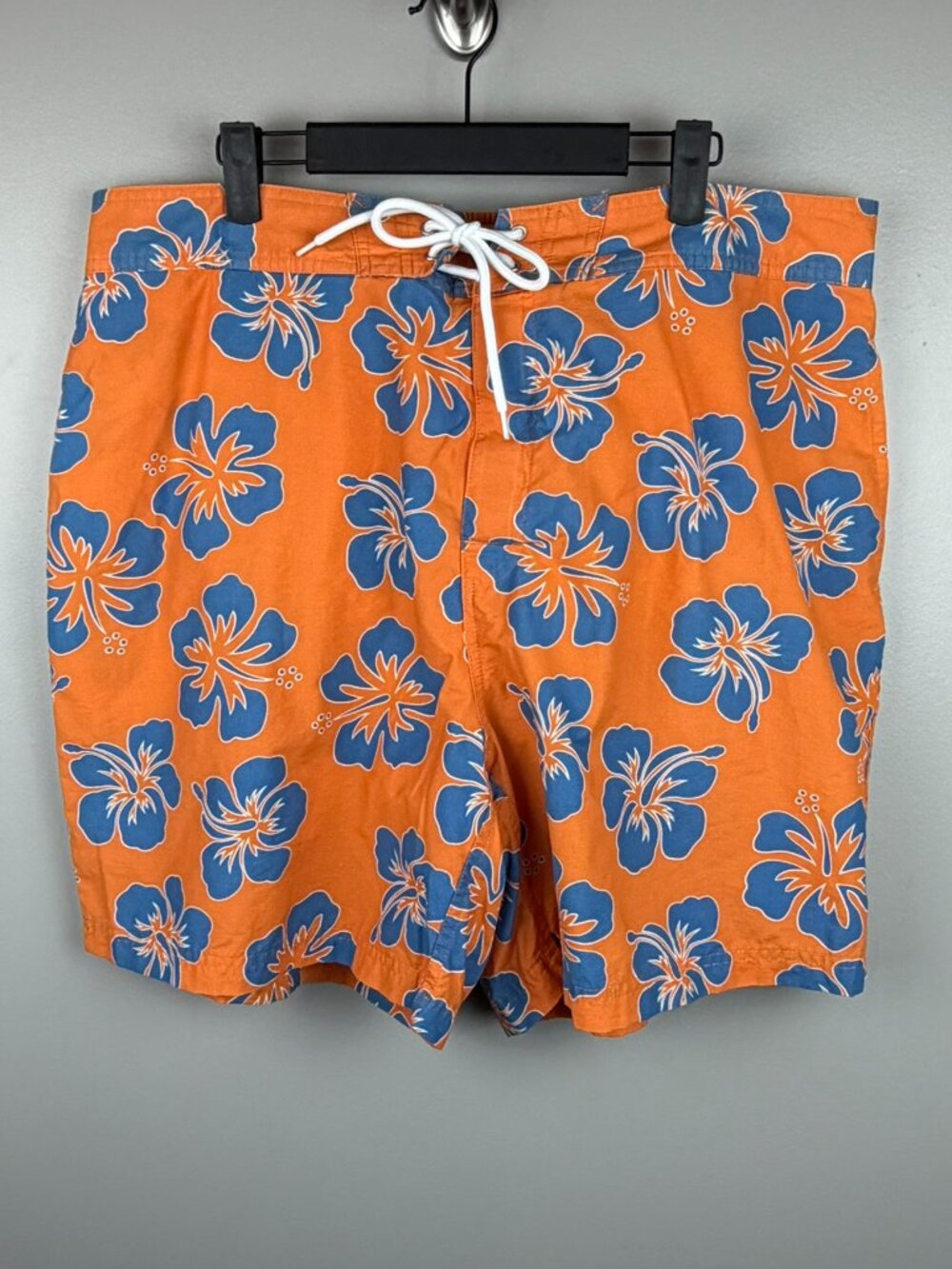 Brooks Brothers 346 Orange With Blue Flowers Bathing Suit Trunks Size XL